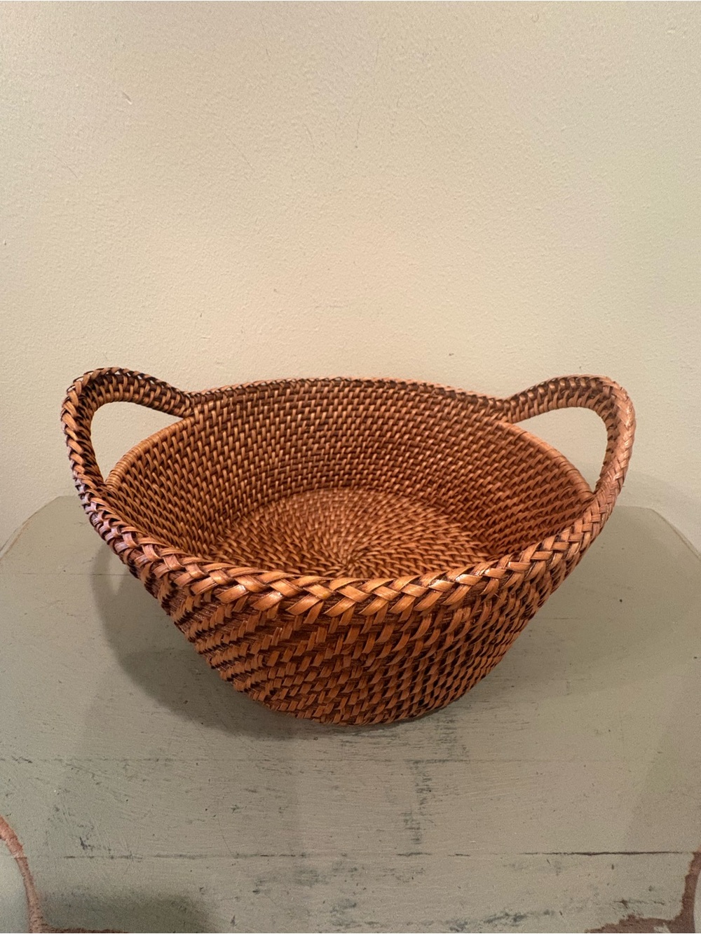 Crate&Barrel 9 1/2 X 4 Artesia Honey Rattan Bread Basket